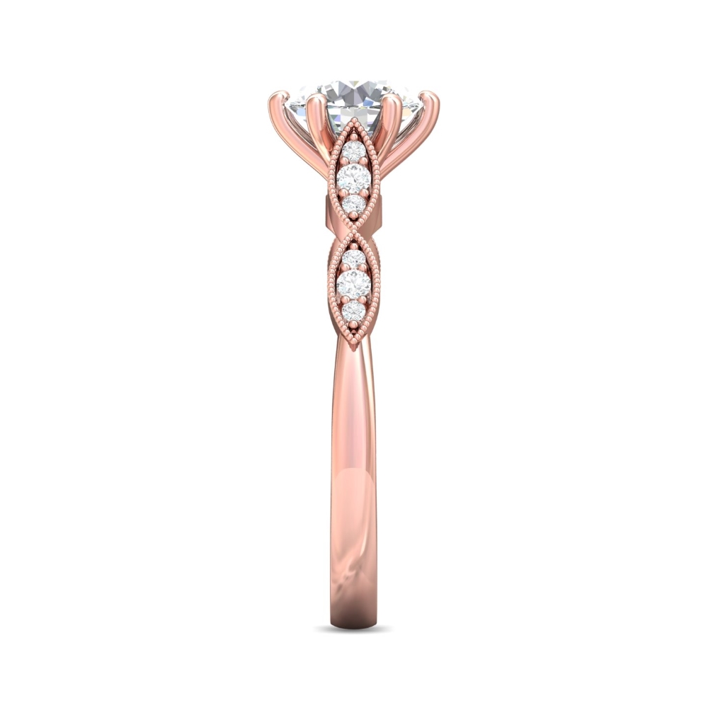 18K Rose Gold Round Diamond Engagement Ring
