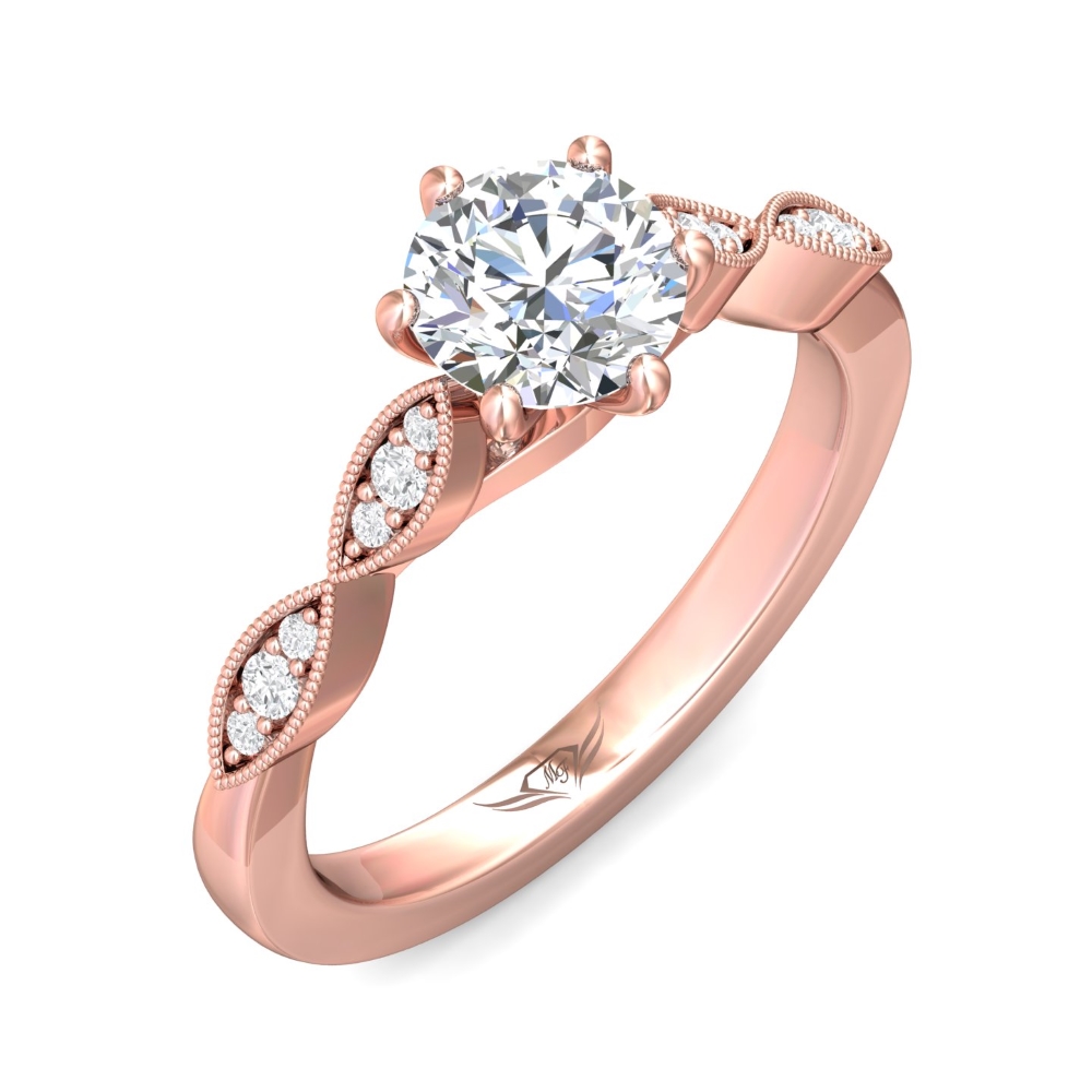 18K Rose Gold Round Diamond Engagement Ring