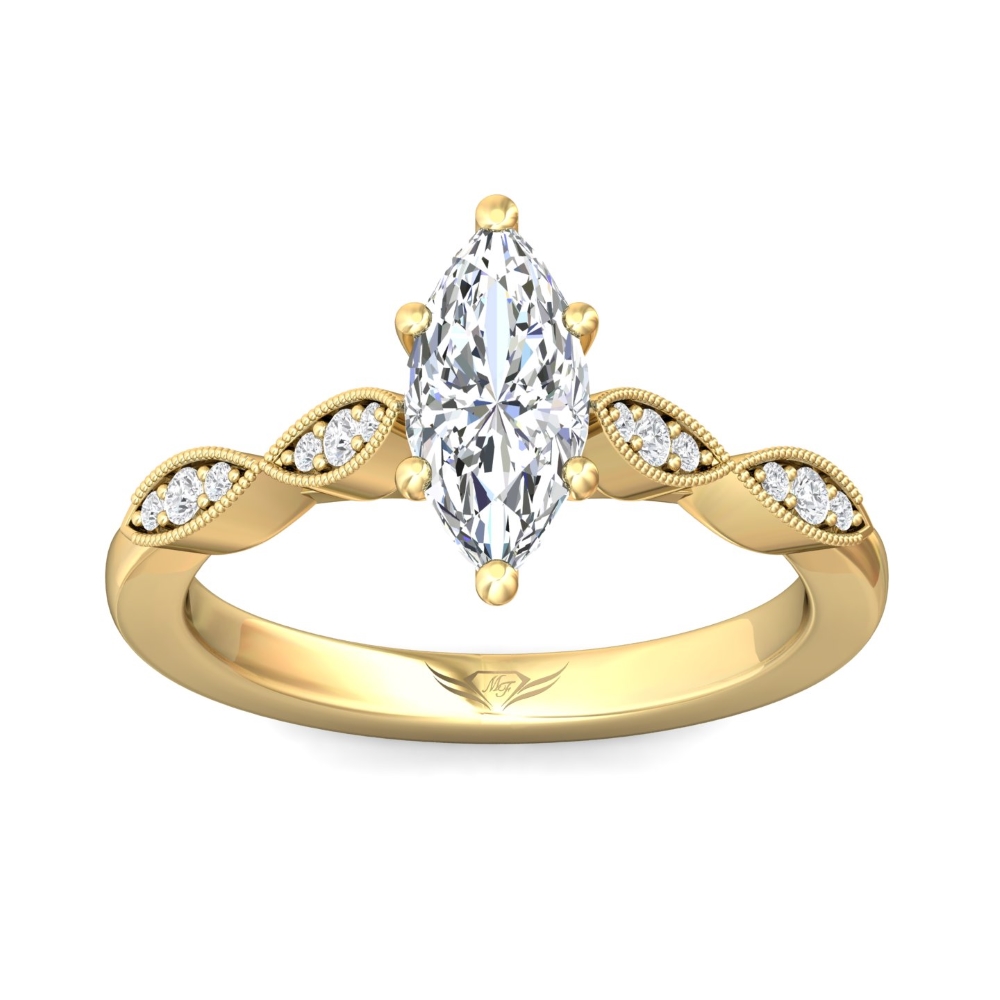 14K Yellow Gold Marquise Diamond Engagement Ring