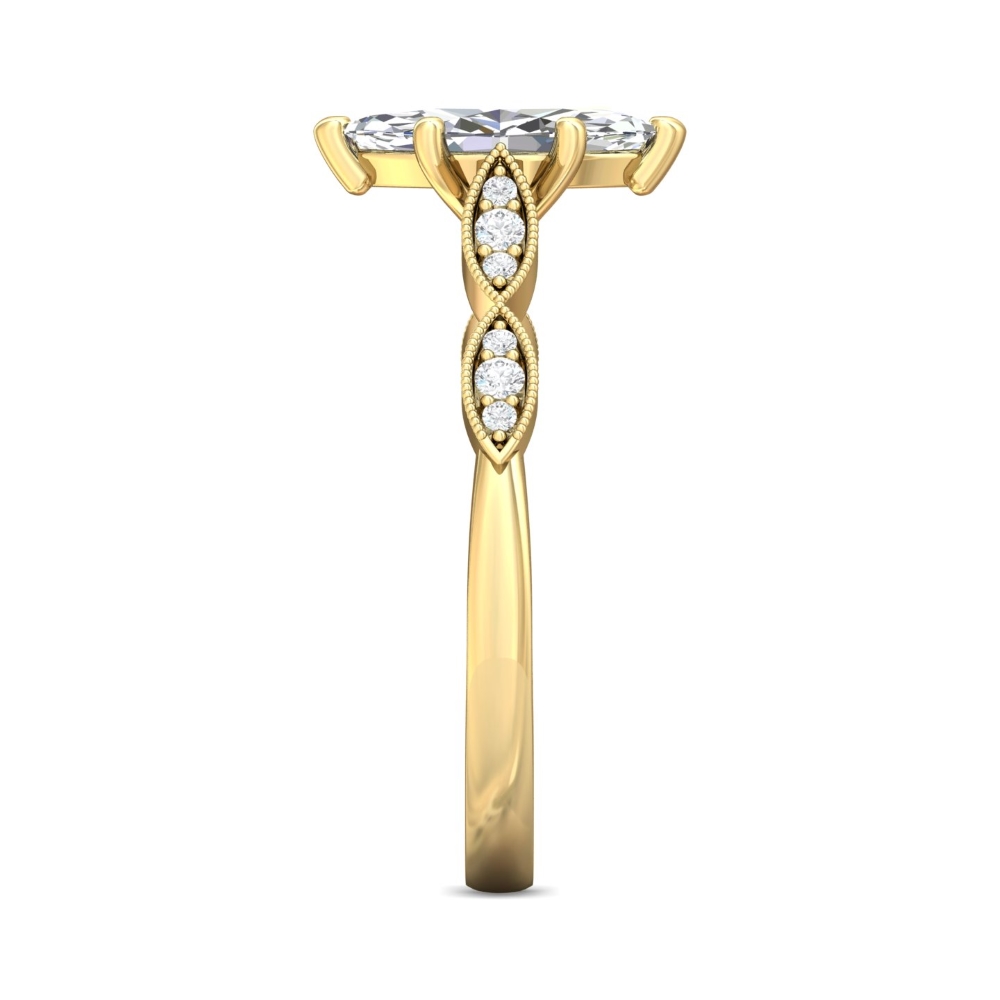 14K Yellow Gold Marquise Diamond Engagement Ring
