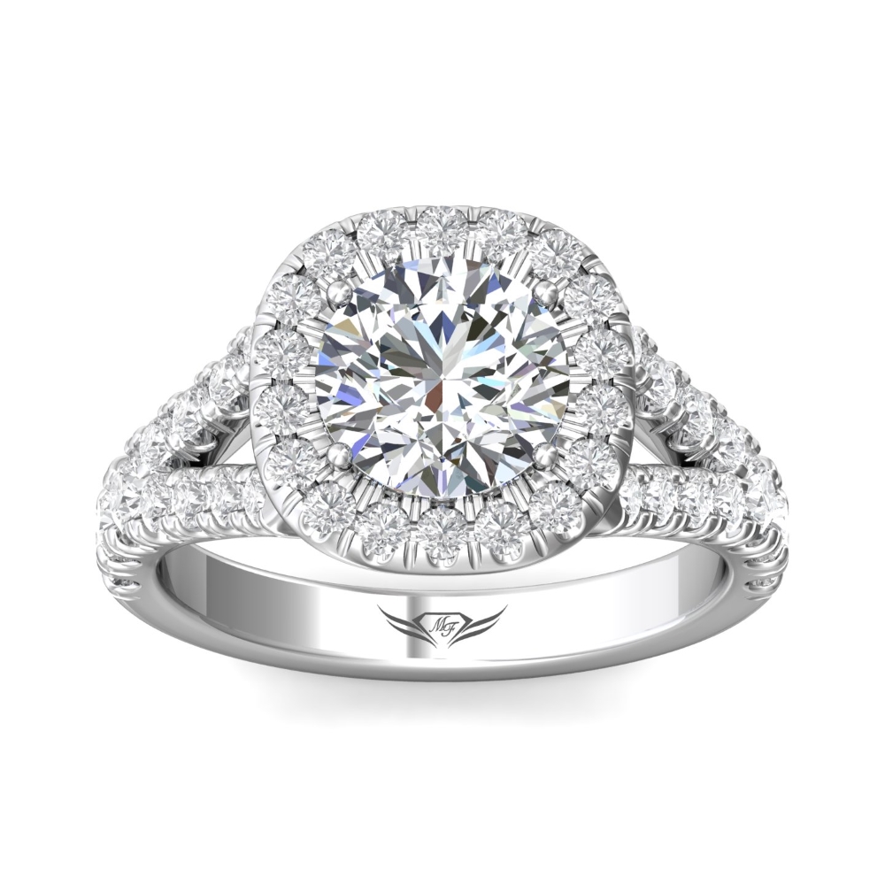  Platinum Cushion Diamond Engagement Ring