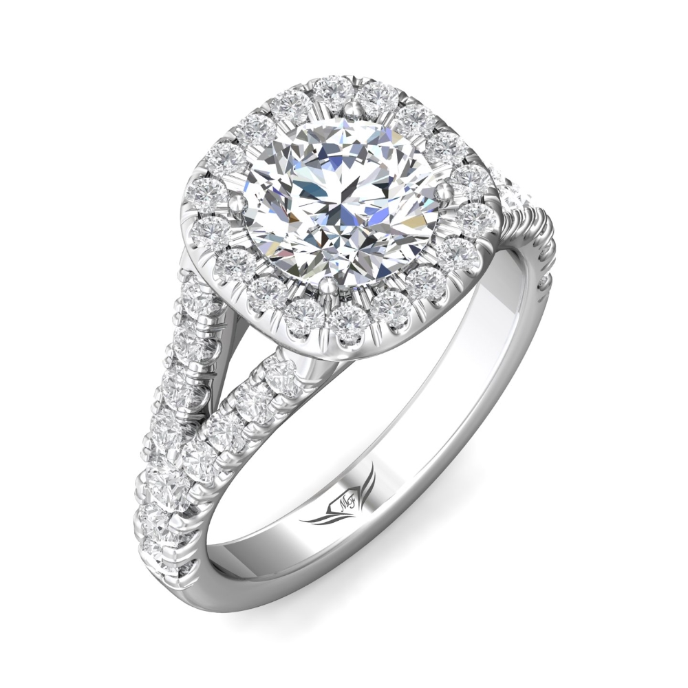  Platinum Cushion Diamond Engagement Ring