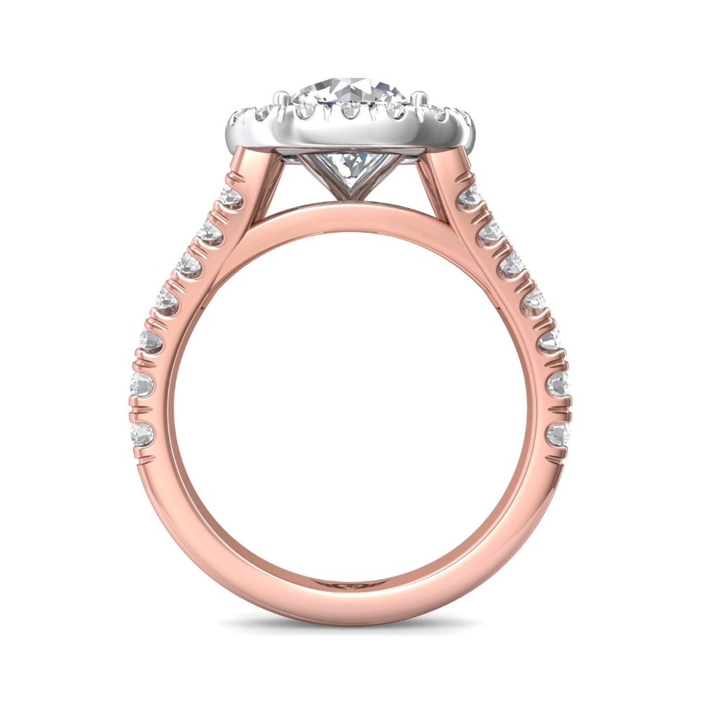 14K Rose and White Gold Cushion Diamond Engagement Ring