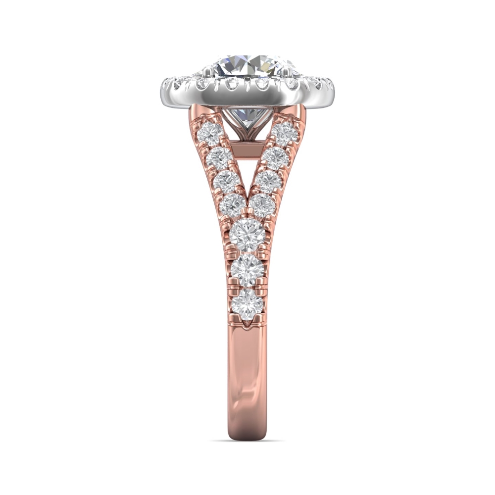 14K Rose and White Gold Cushion Diamond Engagement Ring