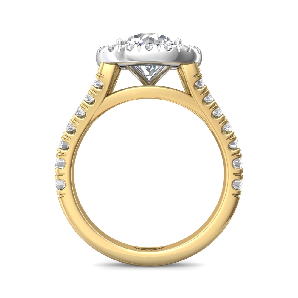 18K White and Yellow Gold Cushion Diamond Engagement Ring