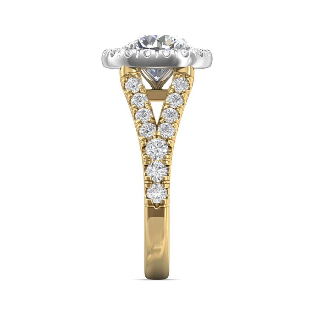 18K White and Yellow Gold Cushion Diamond Engagement Ring