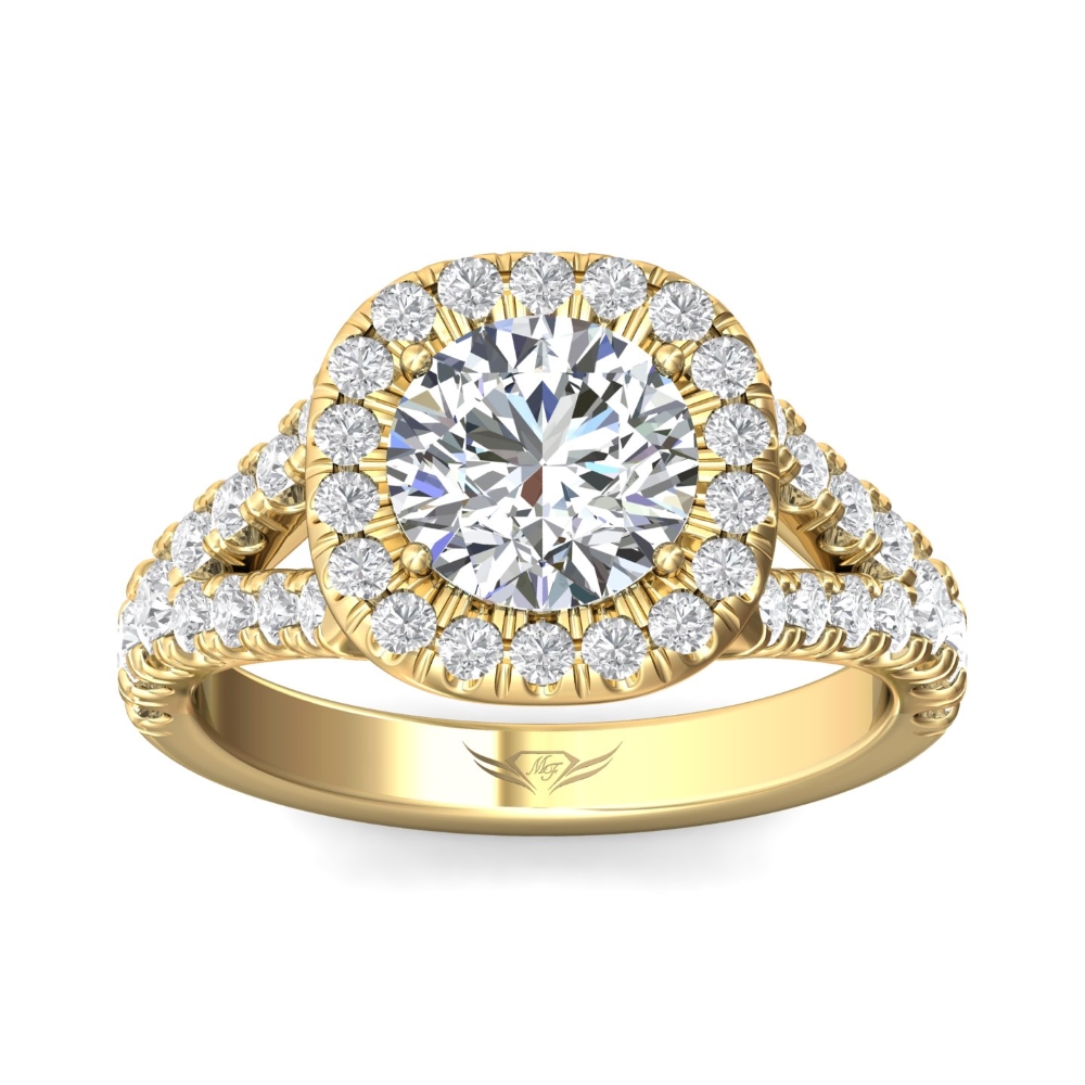 18K Yellow Gold Cushion Diamond Engagement Ring
