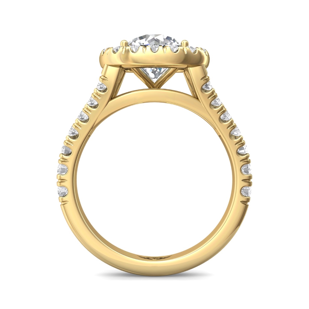 18K Yellow Gold Cushion Diamond Engagement Ring