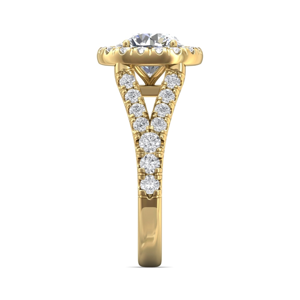 18K Yellow Gold Cushion Diamond Engagement Ring
