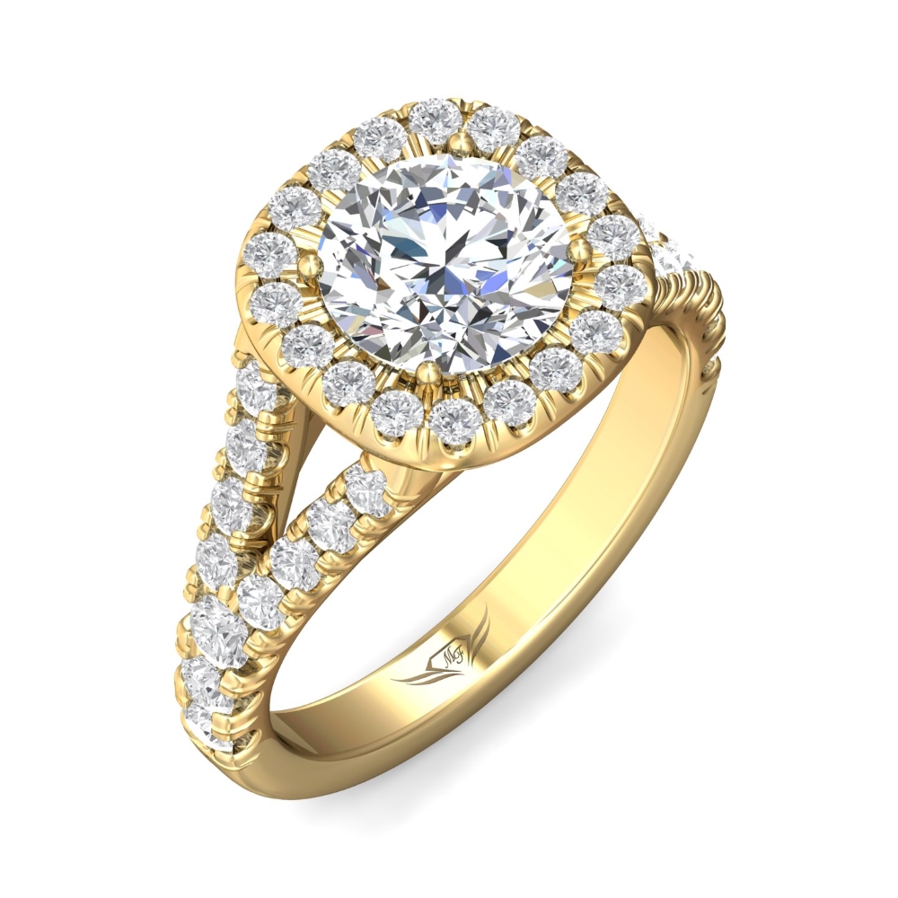 18K Yellow Gold Cushion Diamond Engagement Ring