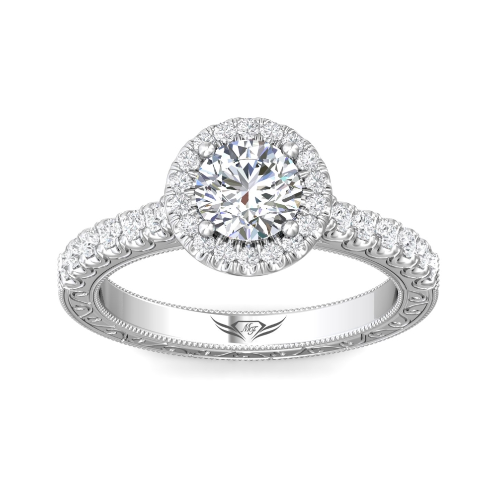 14K White Gold Round Diamond Engagement Ring