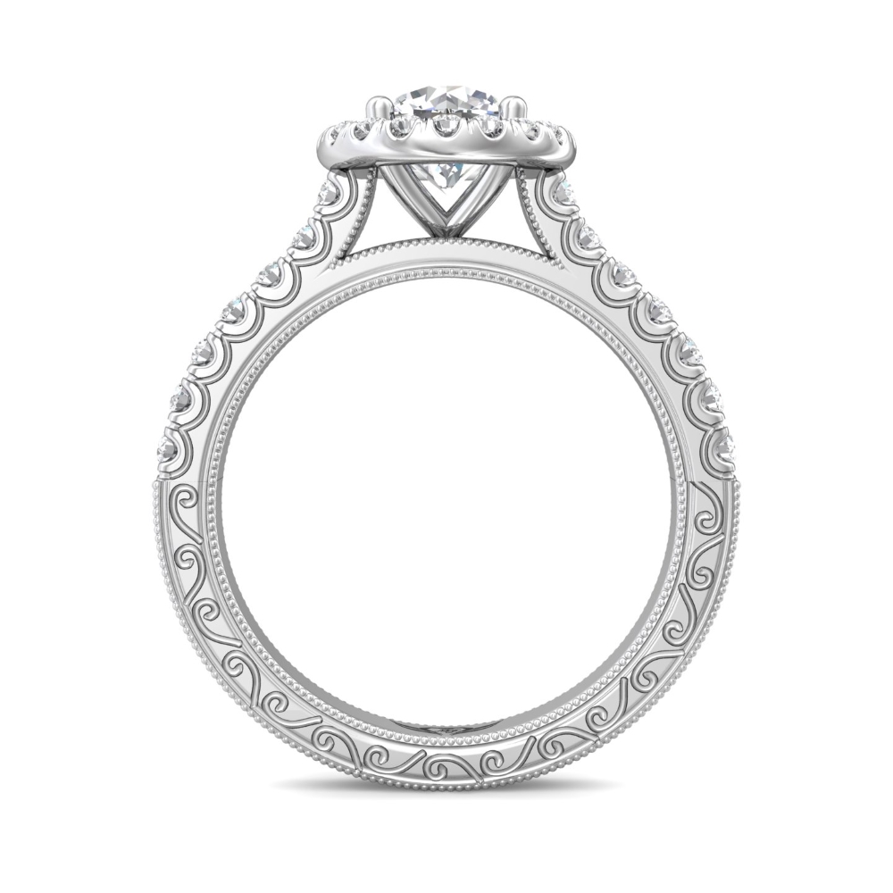 14K White Gold Round Diamond Engagement Ring