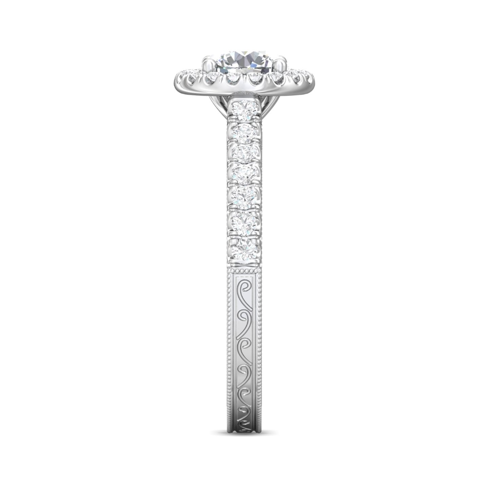 14K White Gold Round Diamond Engagement Ring