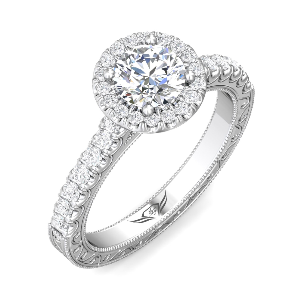 14K White Gold Round Diamond Engagement Ring