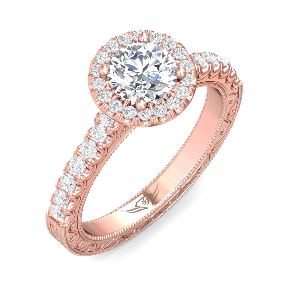 14K Rose Gold Round Diamond Engagement Ring