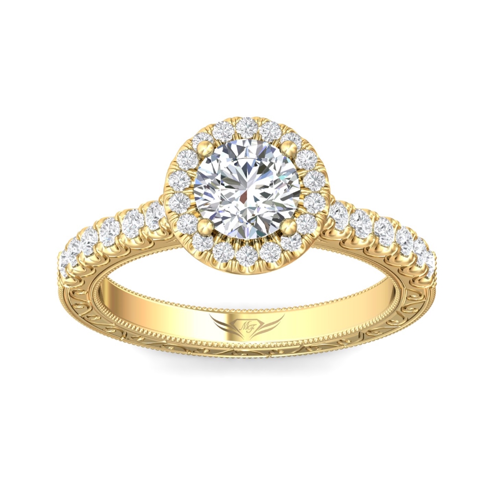 14K Yellow Gold Round Diamond Engagement Ring