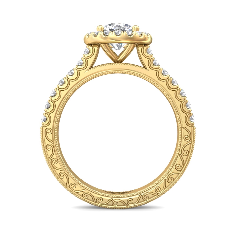 14K Yellow Gold Round Diamond Engagement Ring