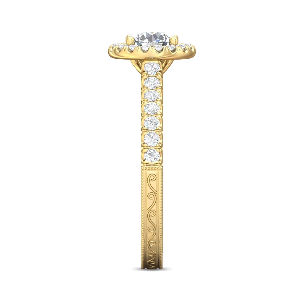14K Yellow Gold Round Diamond Engagement Ring