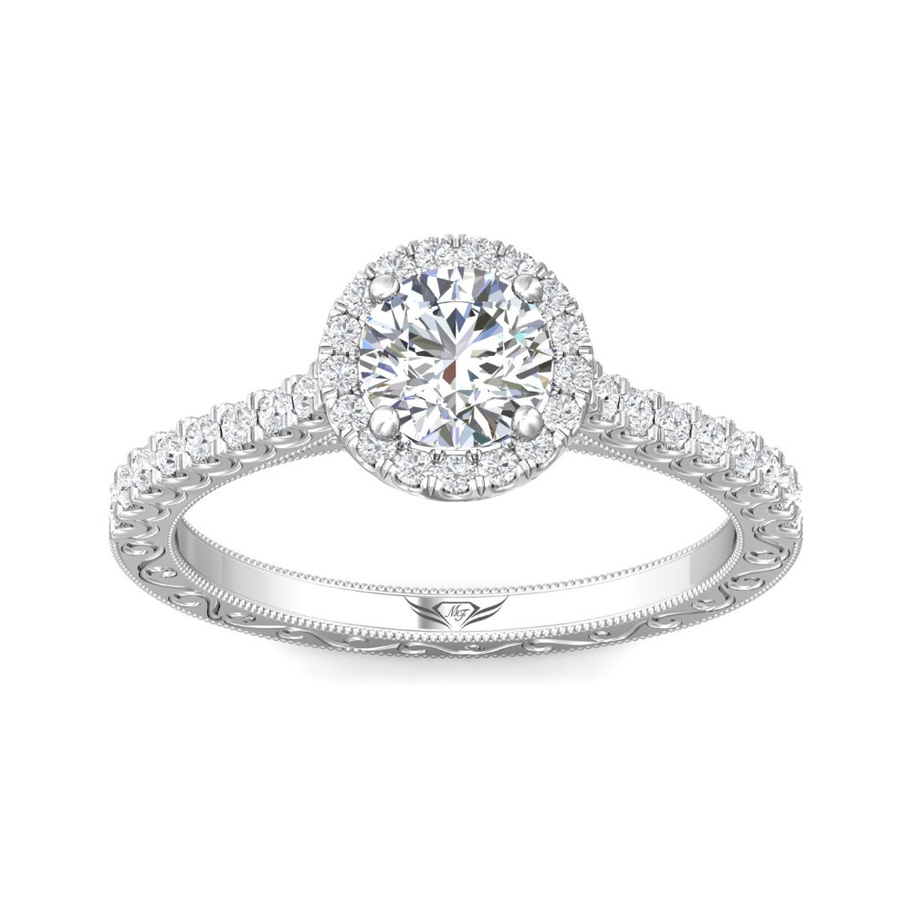18K White Gold Round Diamond Engagement Ring