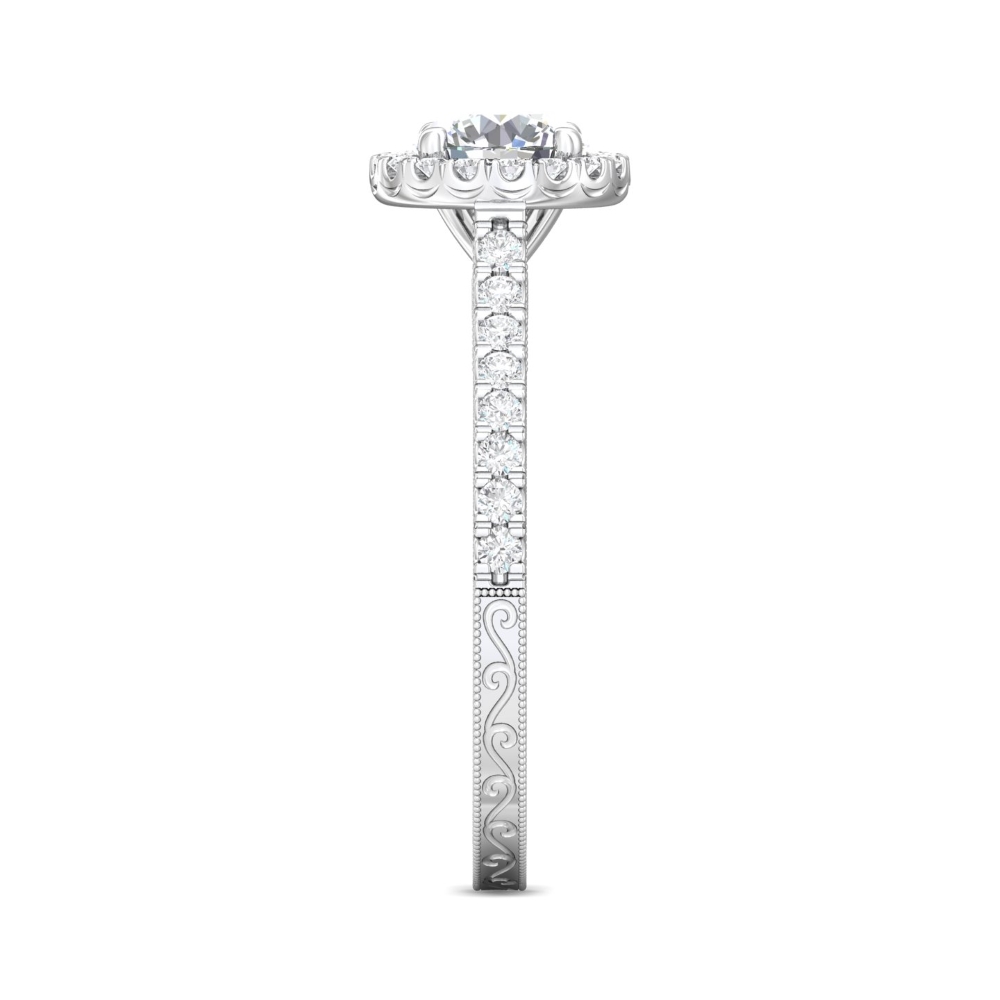 18K White Gold Round Diamond Engagement Ring