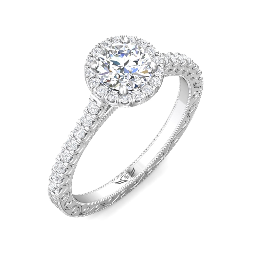 18K White Gold Round Diamond Engagement Ring