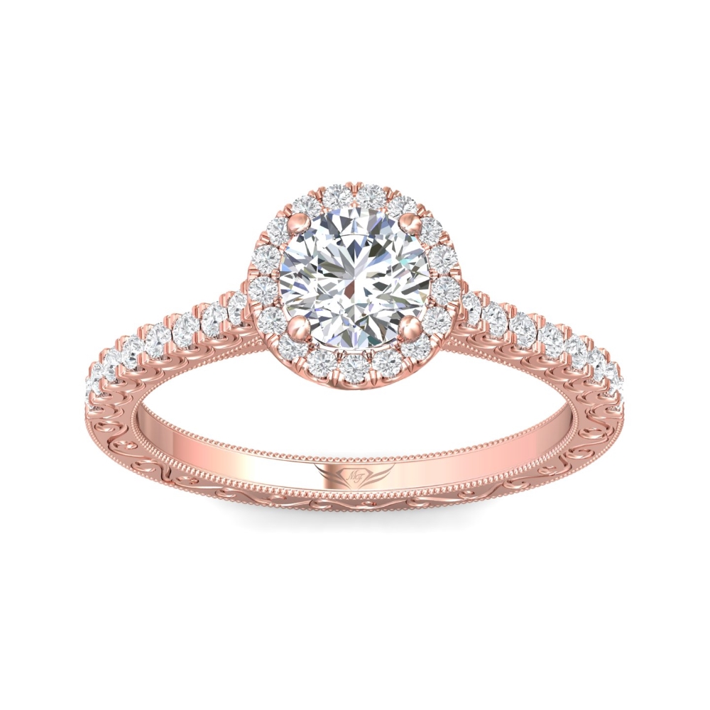 18K Rose Gold Round Diamond Engagement Ring