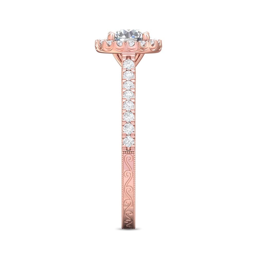 18K Rose Gold Round Diamond Engagement Ring