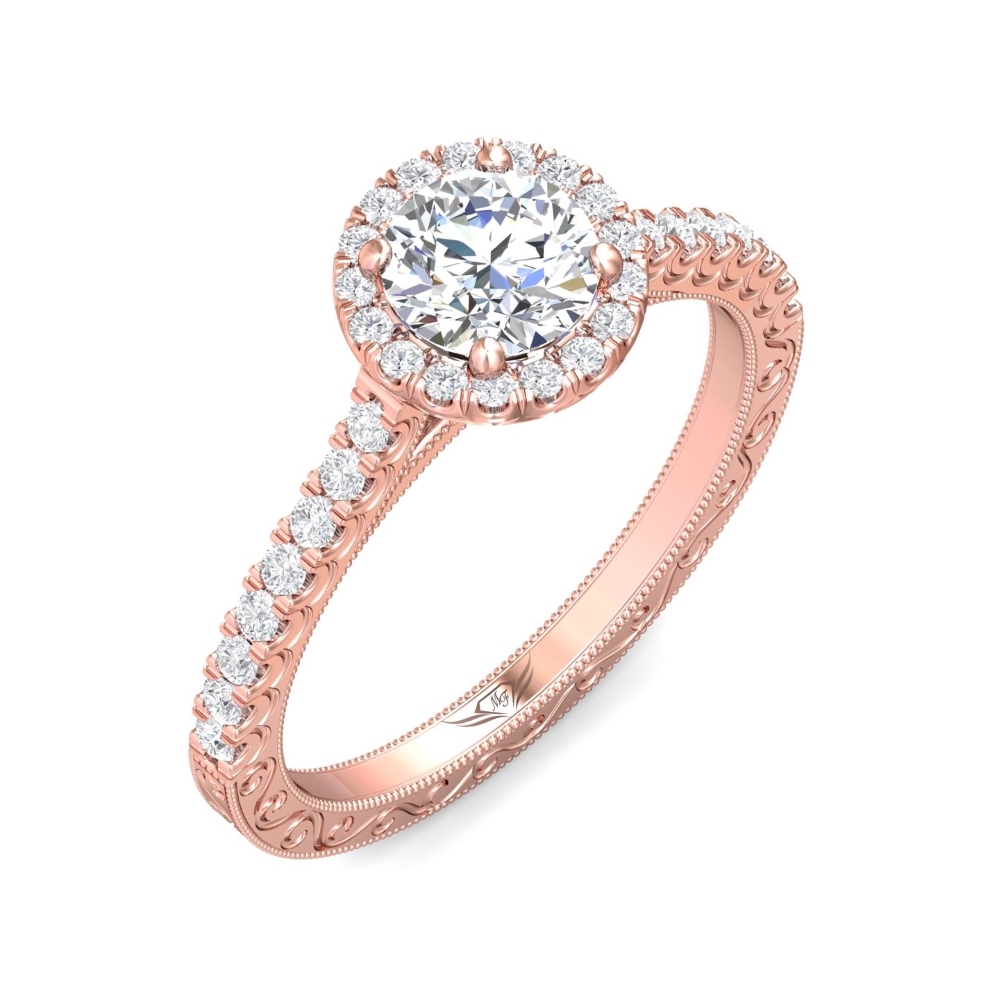 18K Rose Gold Round Diamond Engagement Ring