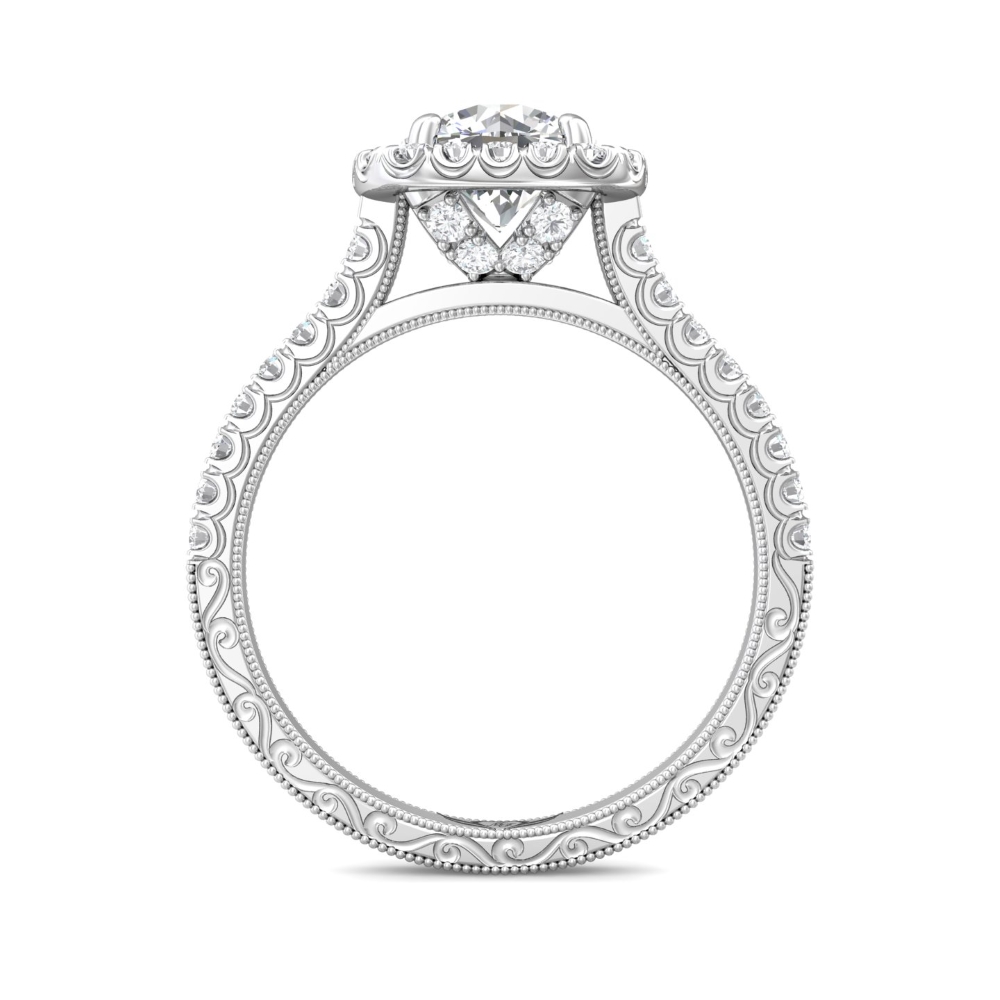  Platinum Cushion Diamond Engagement Ring