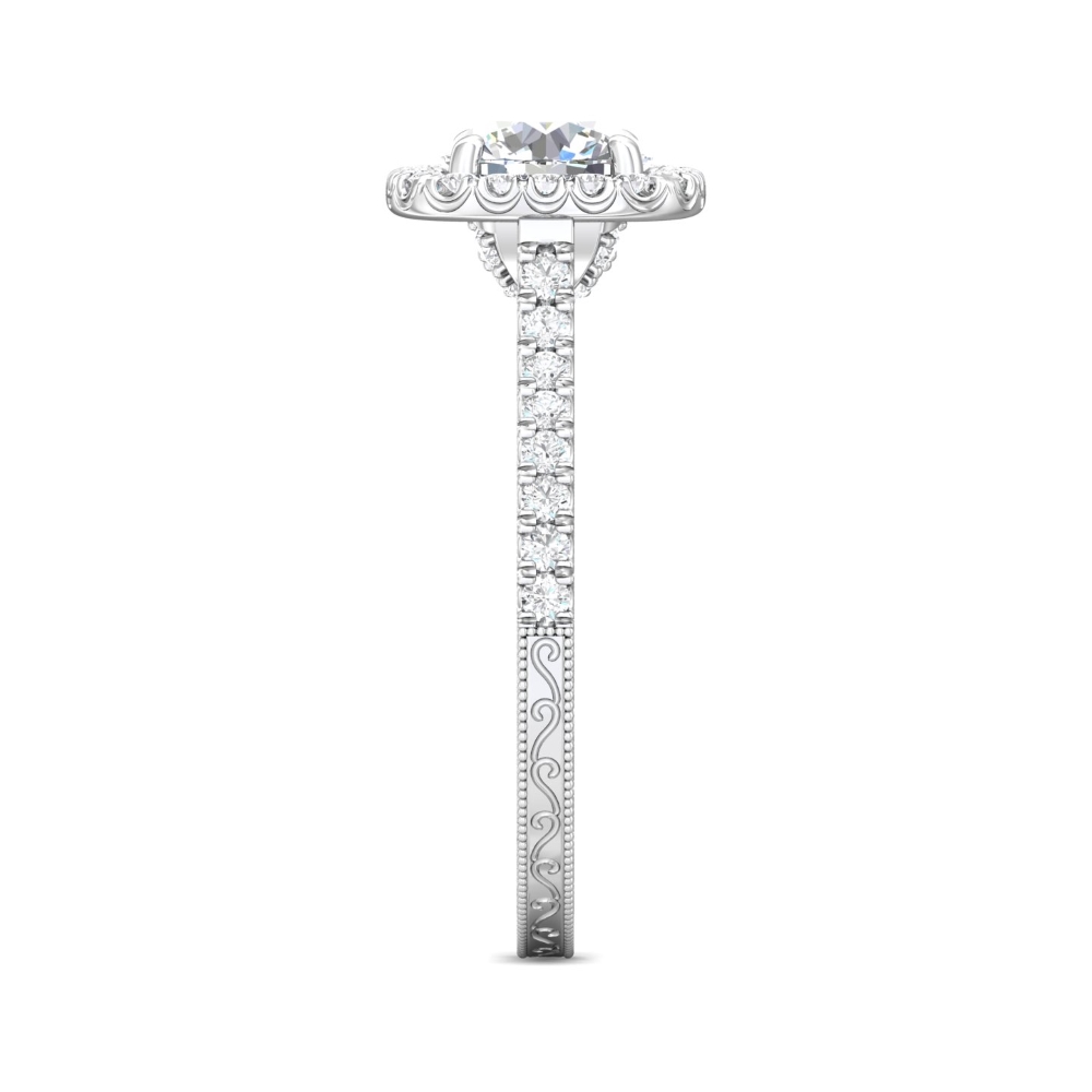  Platinum Cushion Diamond Engagement Ring