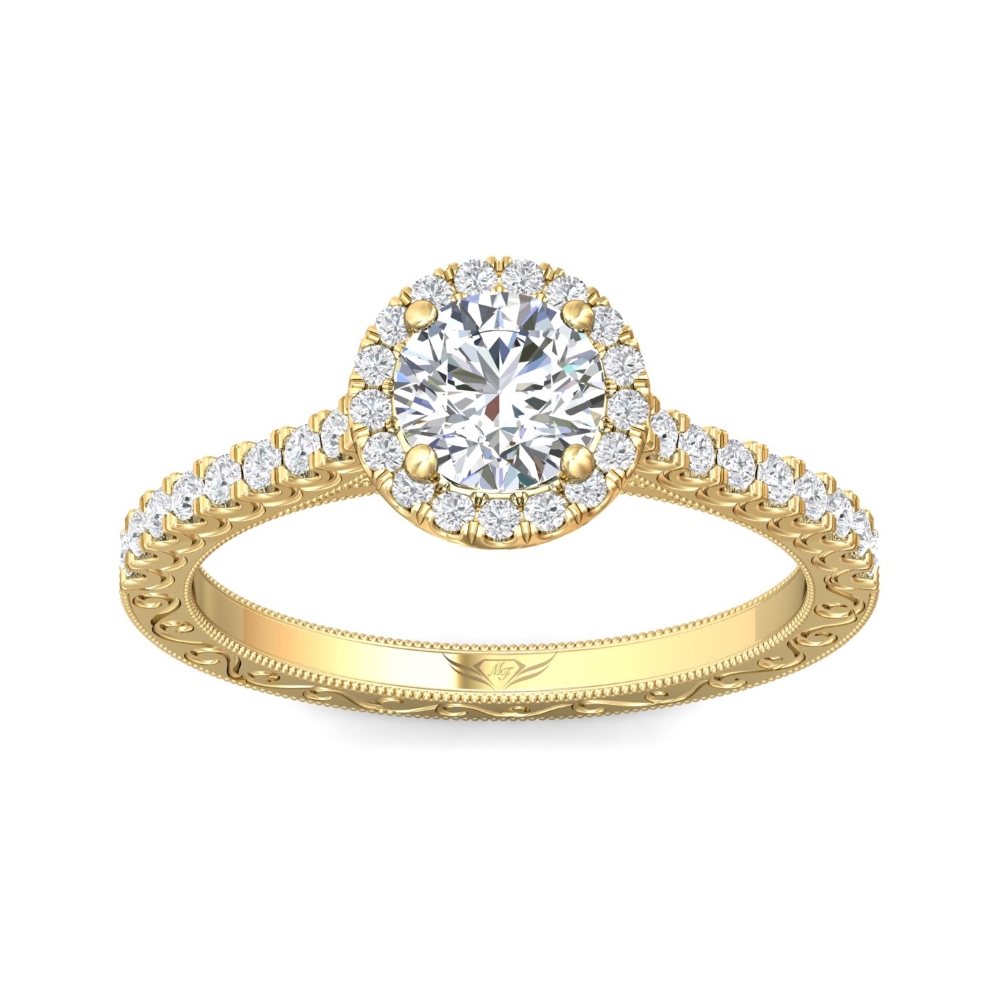 14K Yellow Gold Round Diamond Engagement Ring