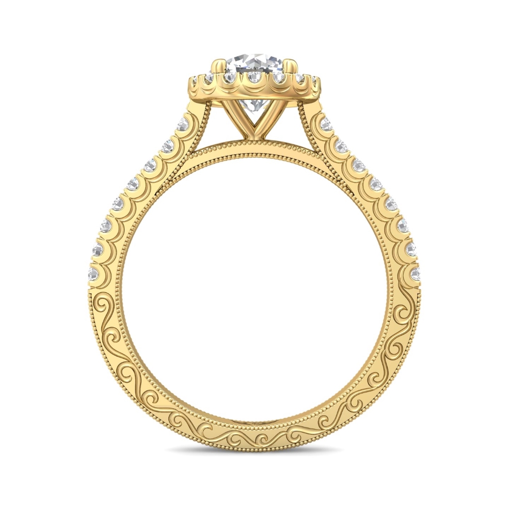 14K Yellow Gold Round Diamond Engagement Ring