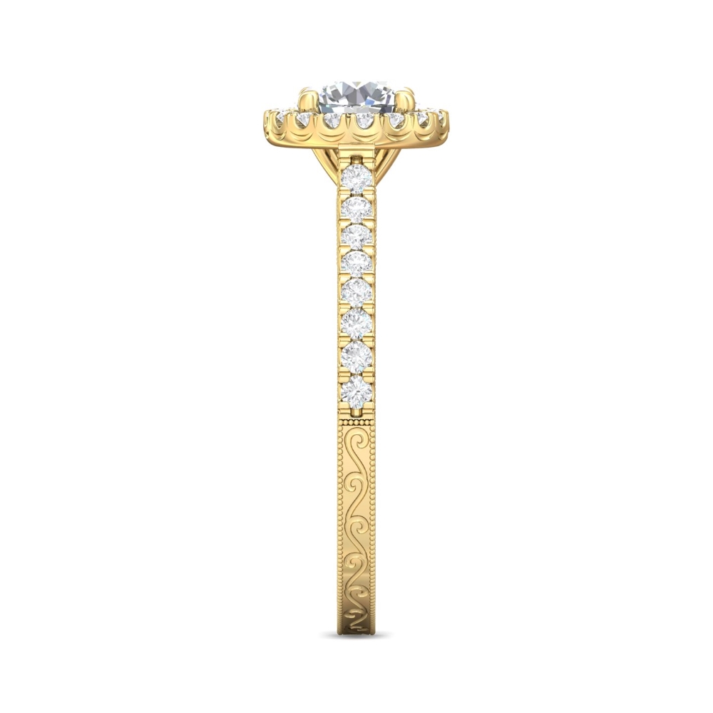 14K Yellow Gold Round Diamond Engagement Ring