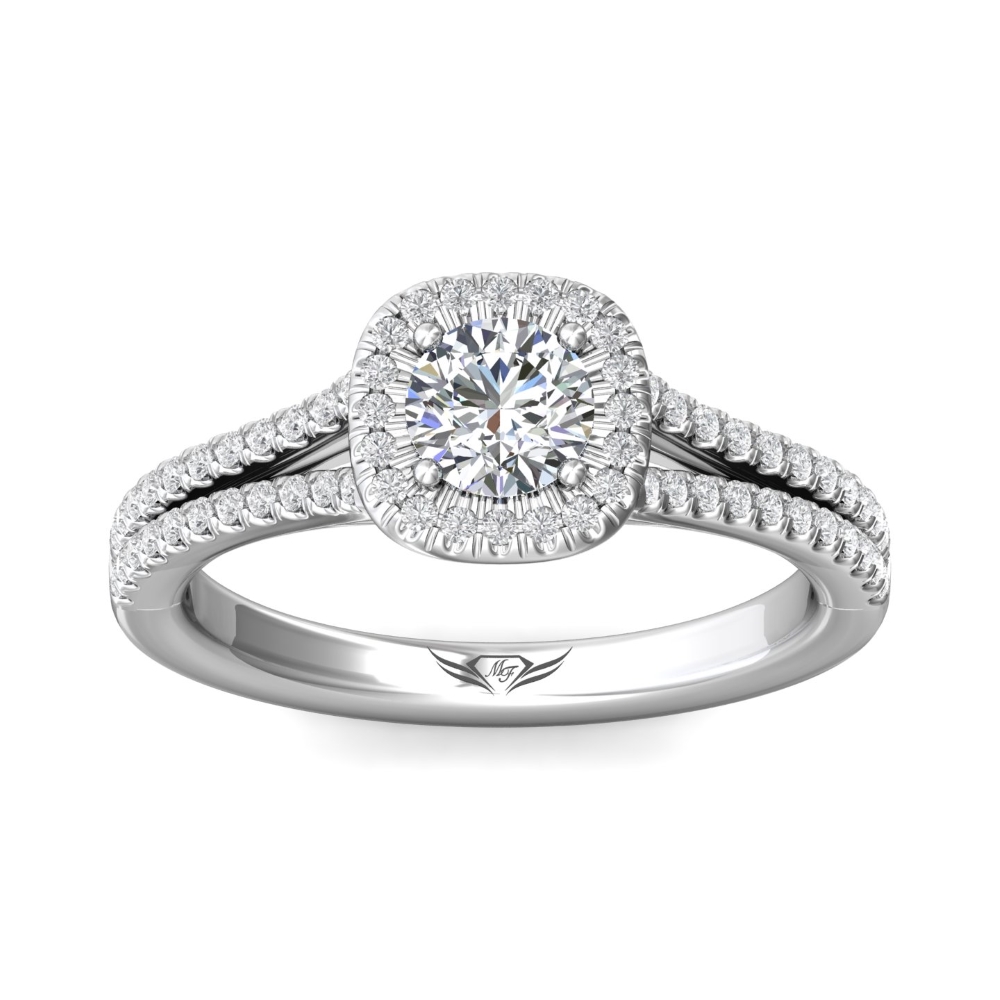  Platinum Cushion Diamond Engagement Ring