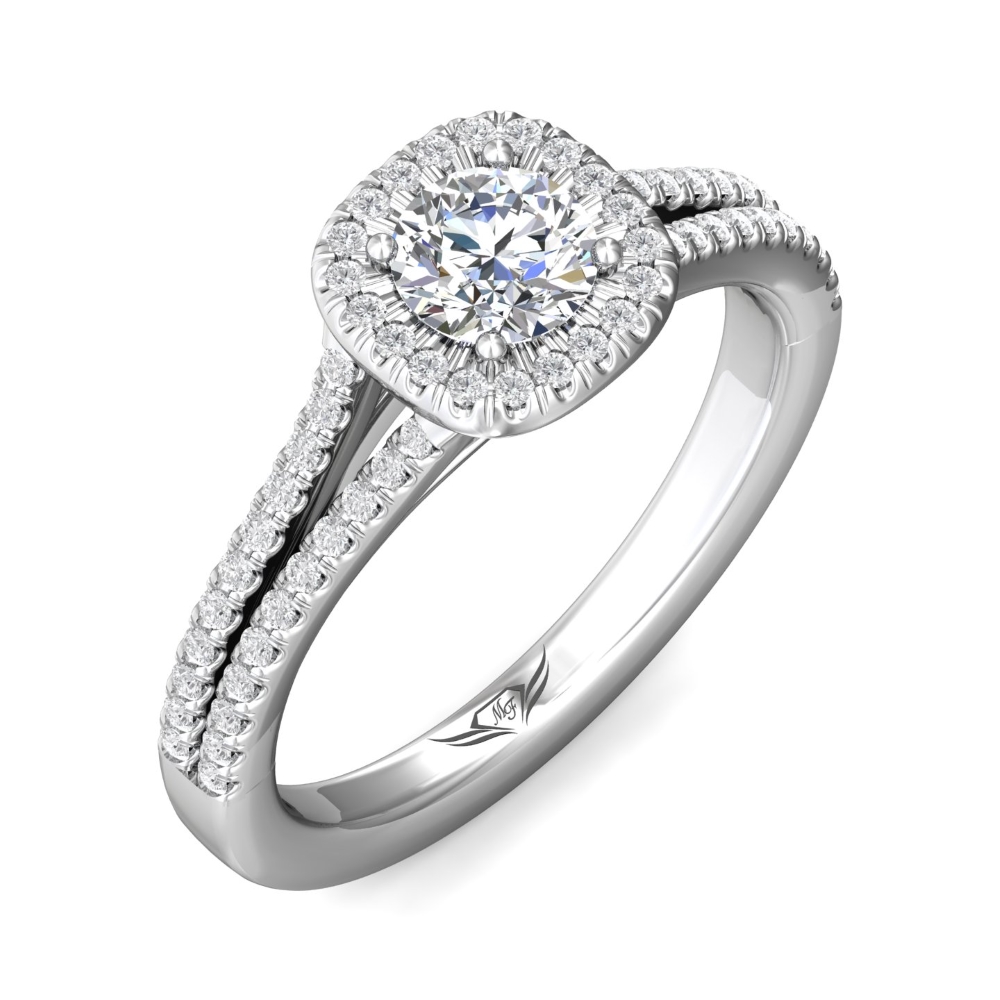  Platinum Cushion Diamond Engagement Ring