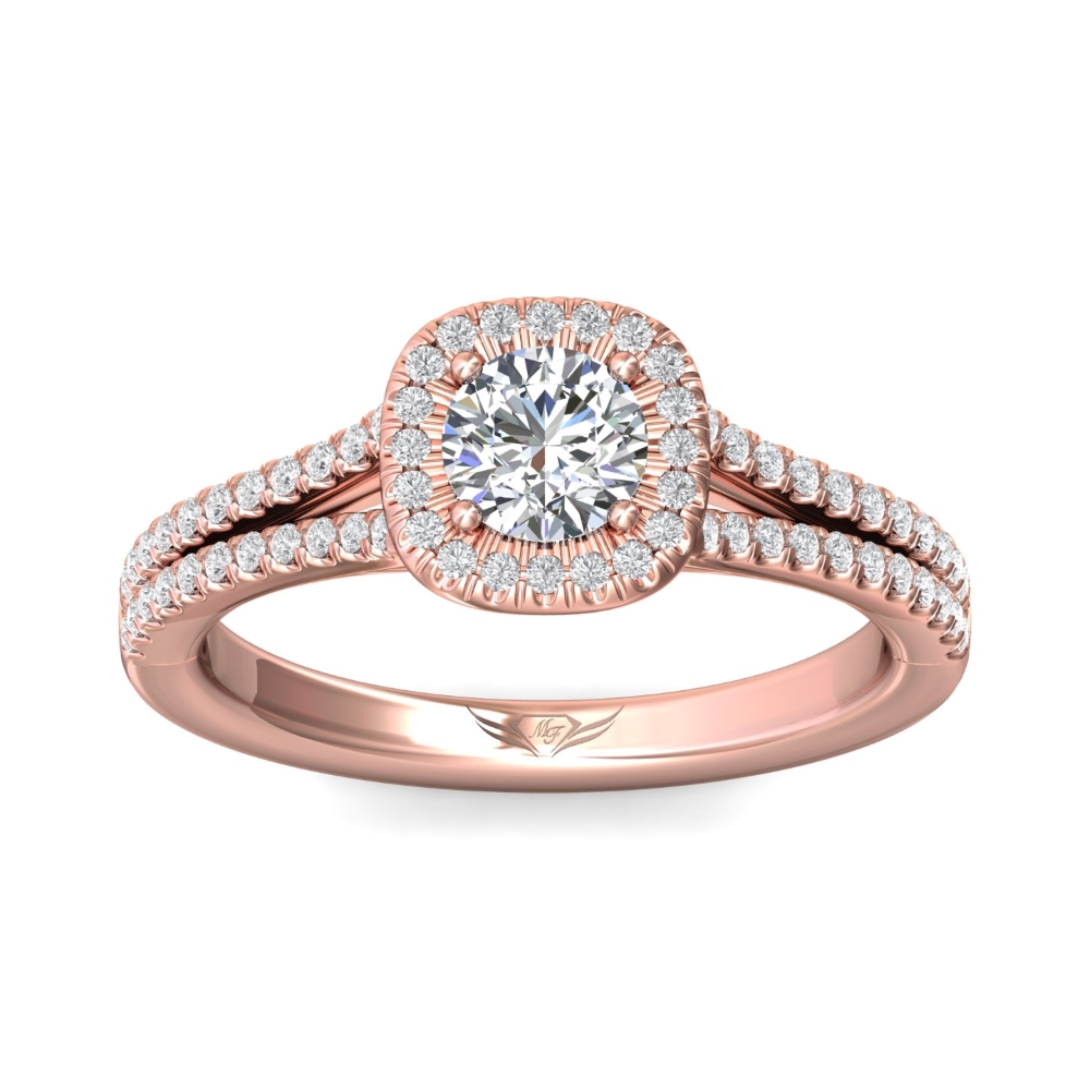 14K Rose Gold Cushion Diamond Engagement Ring
