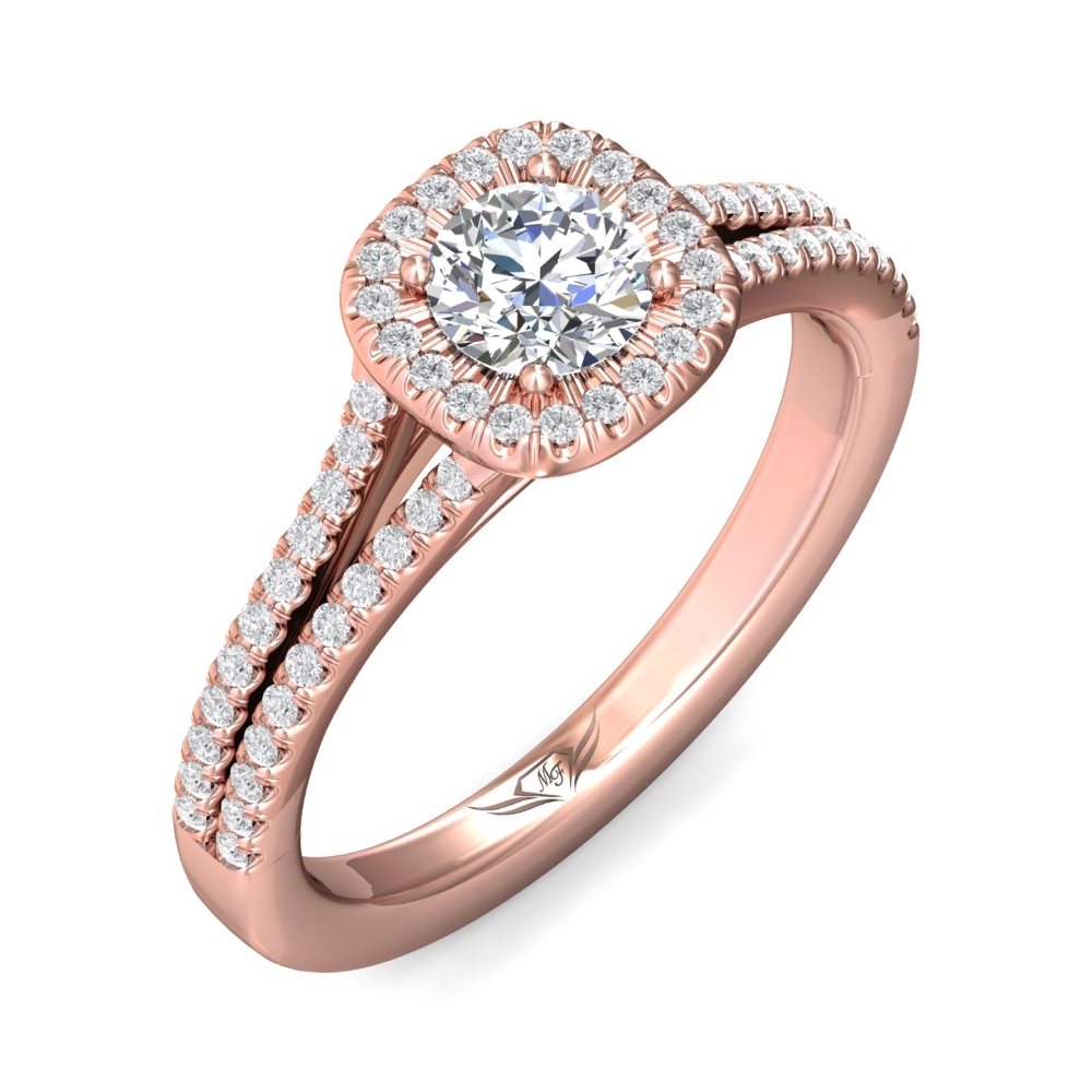 14K Rose Gold Cushion Diamond Engagement Ring