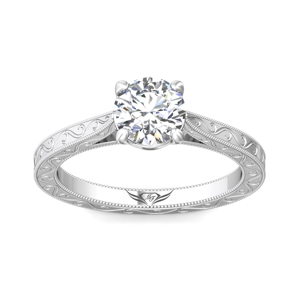 18K White Gold Round Diamond Engagement Ring