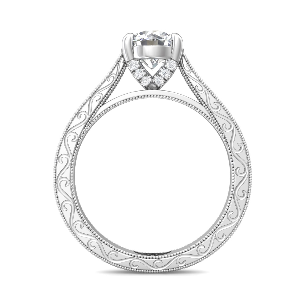 18K White Gold Round Diamond Engagement Ring
