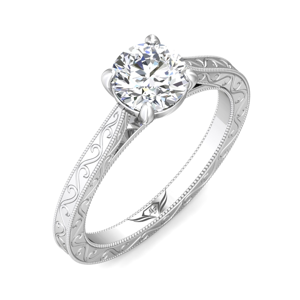 18K White Gold Round Diamond Engagement Ring