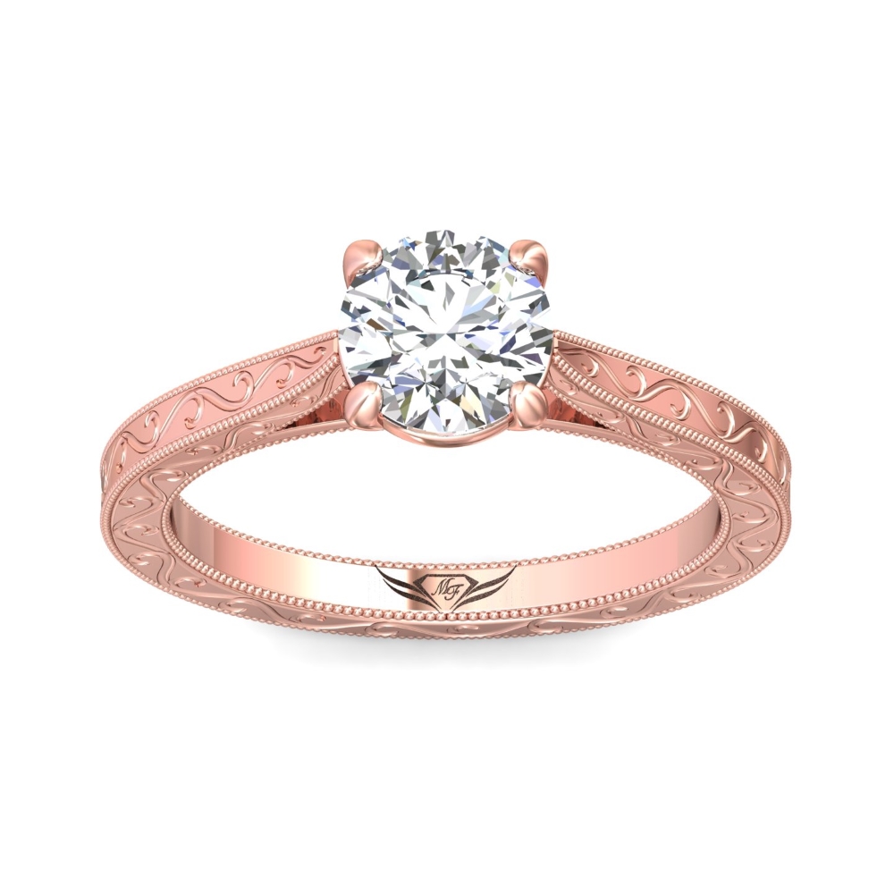 14K Rose Gold Round Diamond Engagement Ring