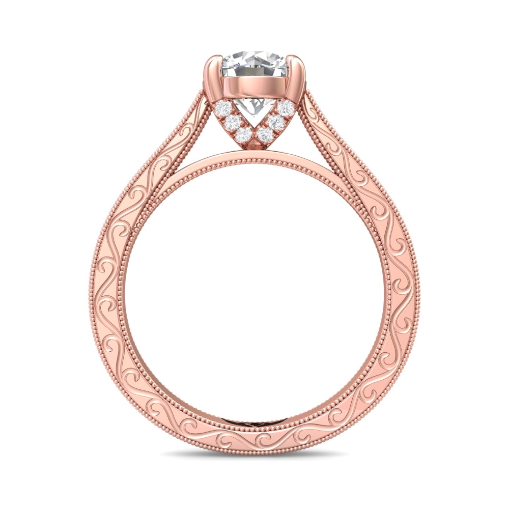 14K Rose Gold Round Diamond Engagement Ring