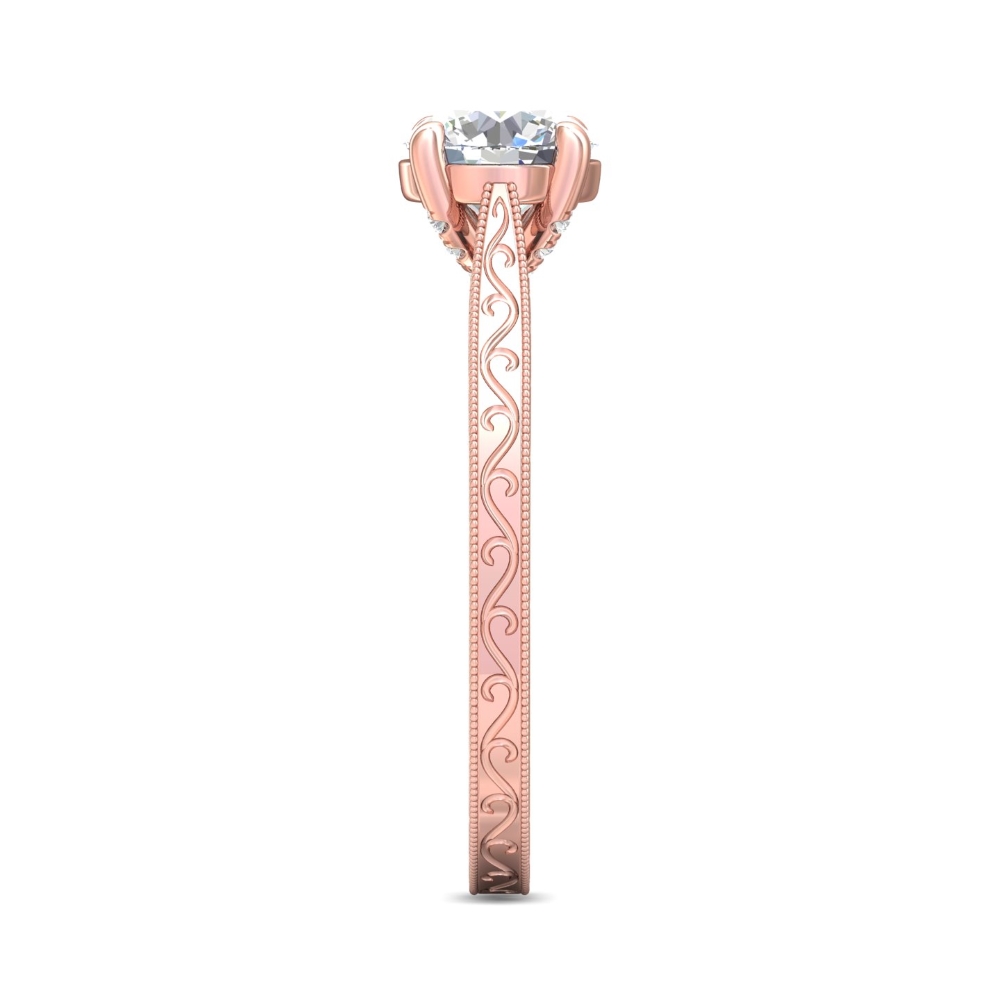 14K Rose Gold Round Diamond Engagement Ring