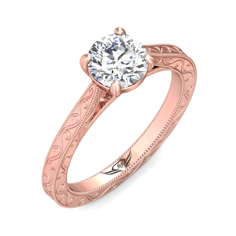 14K Rose Gold Round Diamond Engagement Ring