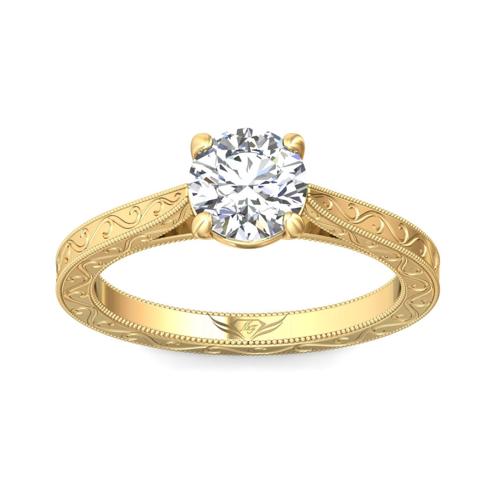 18K Yellow Gold Round Diamond Engagement Ring