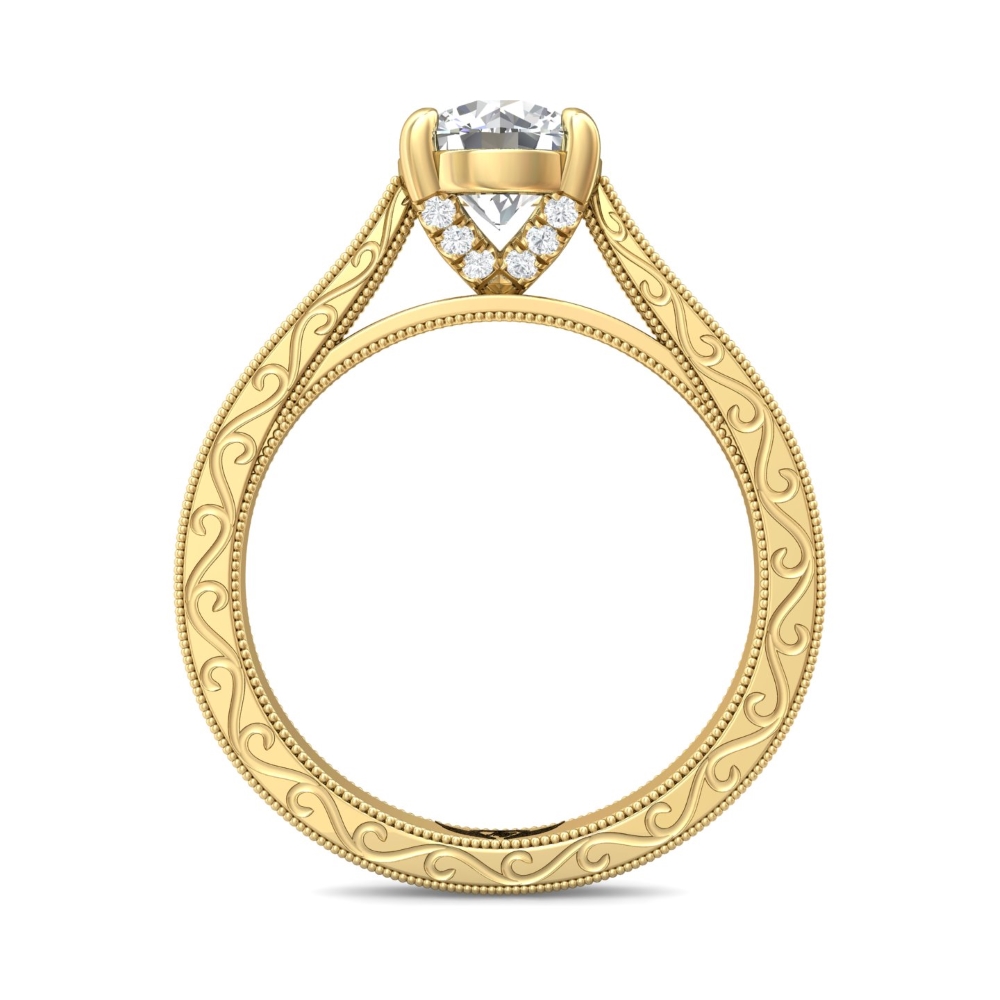 18K Yellow Gold Round Diamond Engagement Ring