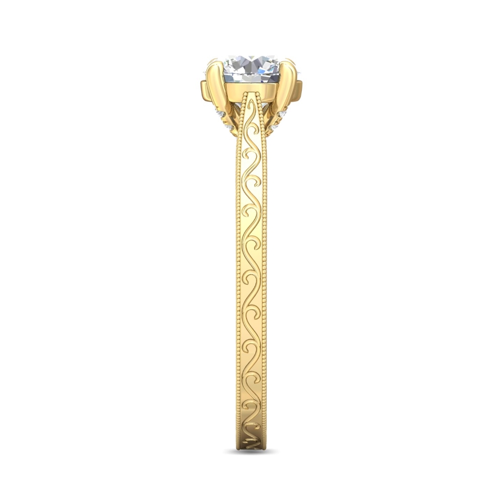 18K Yellow Gold Round Diamond Engagement Ring