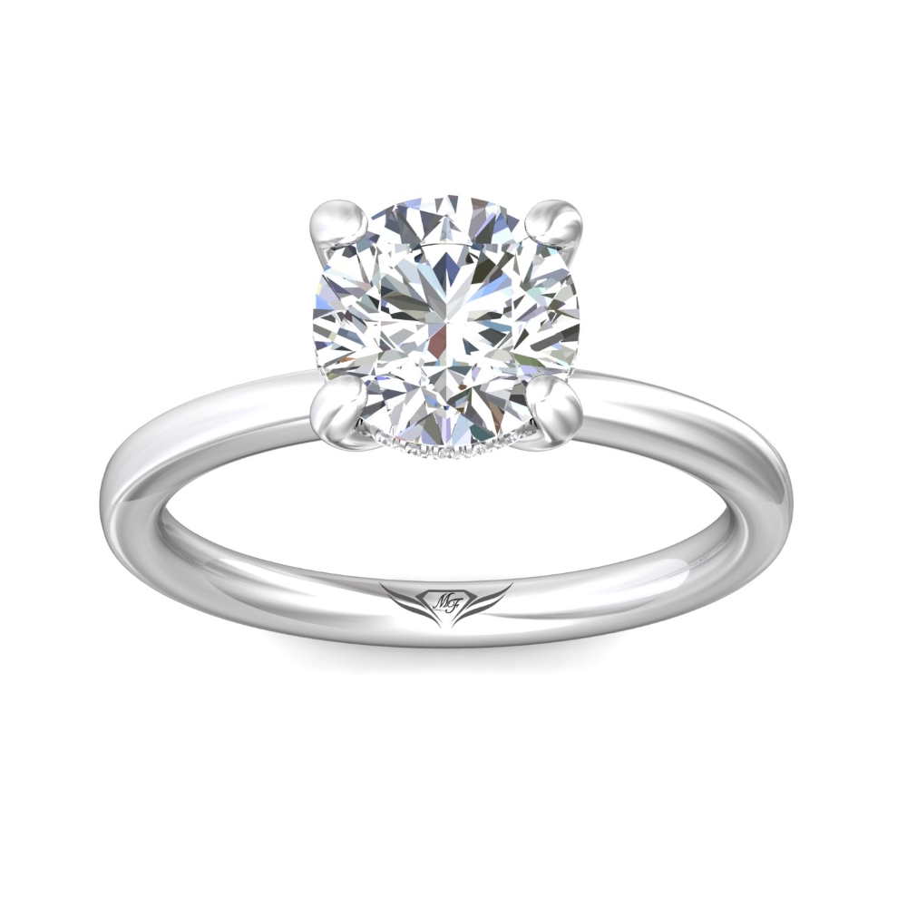 18K White Gold and Platinum Round Diamond Engagement Ring