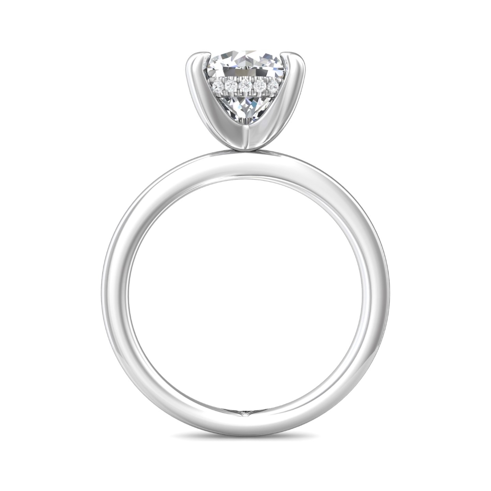 18K White Gold and Platinum Round Diamond Engagement Ring