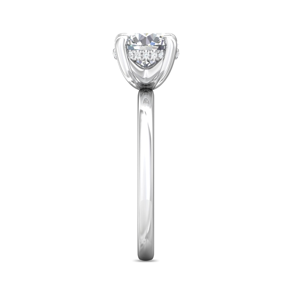 18K White Gold and Platinum Round Diamond Engagement Ring